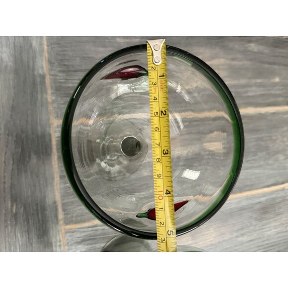 Mexican Hand-Blown Margarita Glasses With Red Pepper Design Set Of 2 - Picture 6 of 7